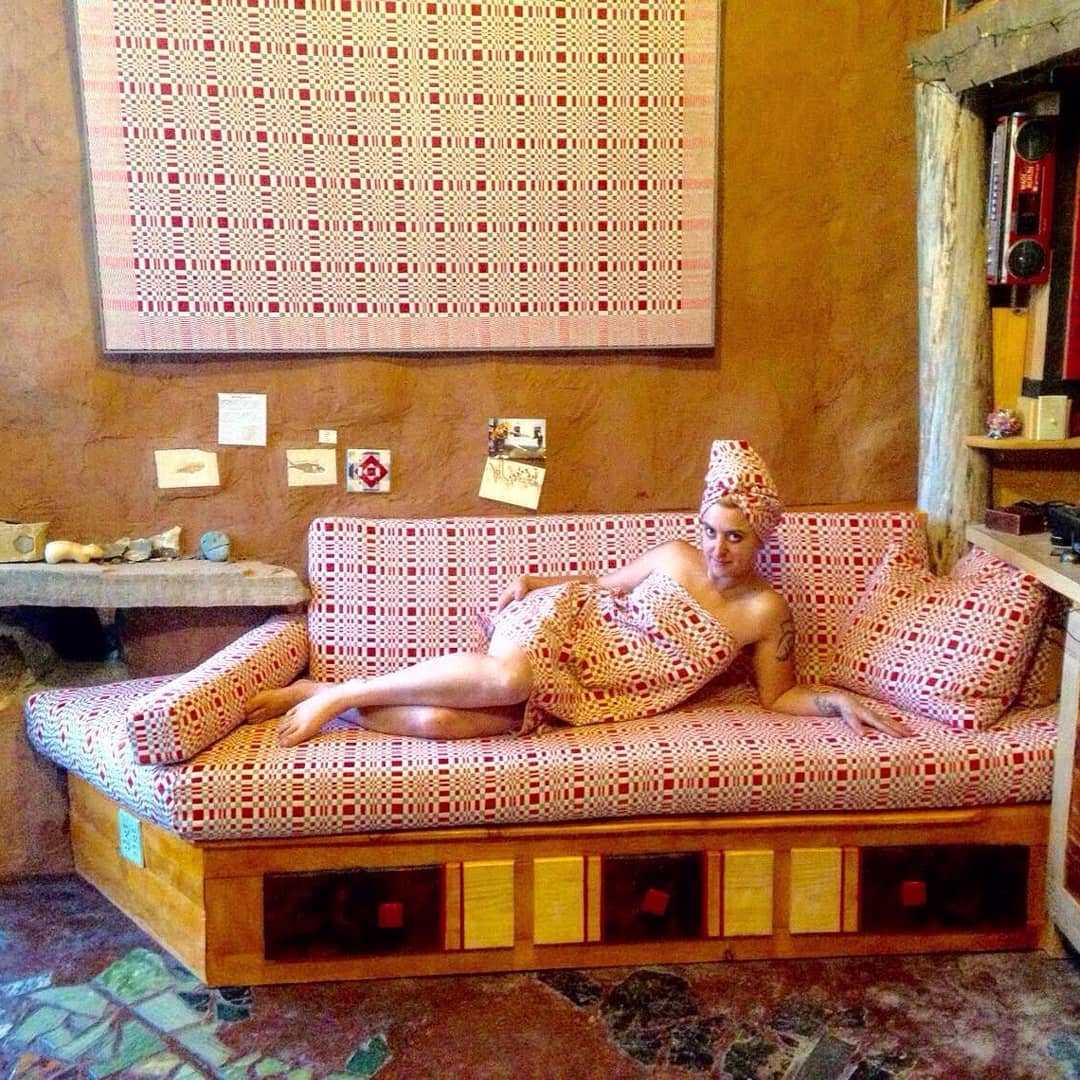 Custom upholstered built-in couch