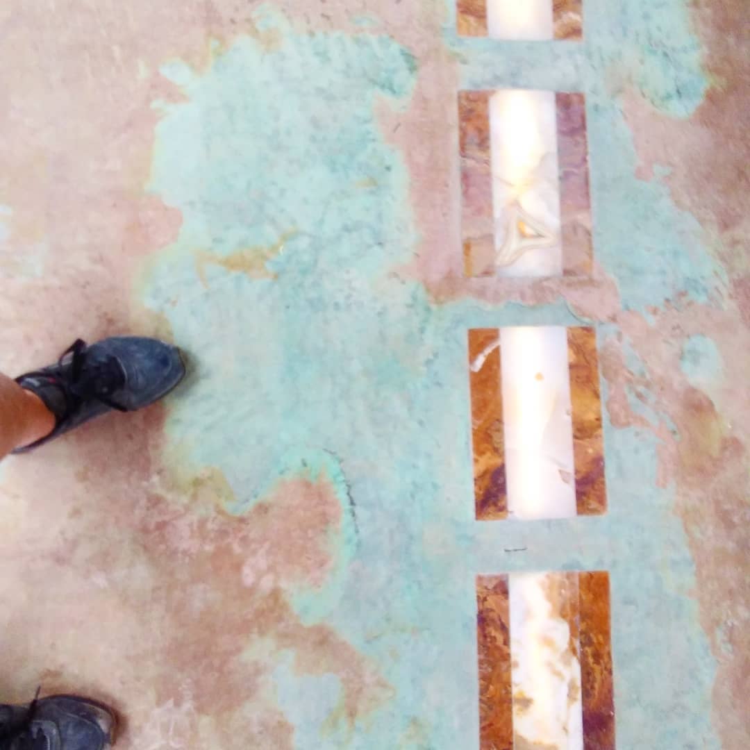 Floor lights under beautiful stone tiles